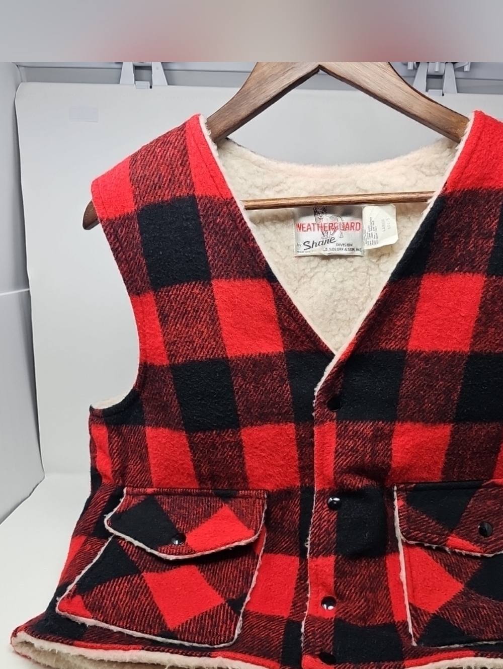 Weatherguard By Shane Red & Black Buffalo Plaid Sherpa-Lined Vest